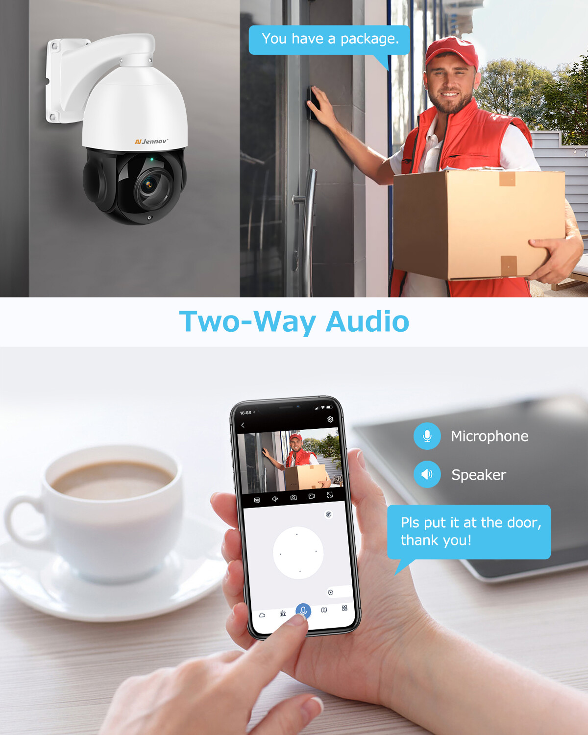 JENNOV 4K 8MP 30X Zoom PTZ 360° IP Camera POE Auto Tracking Outdoor CCTV