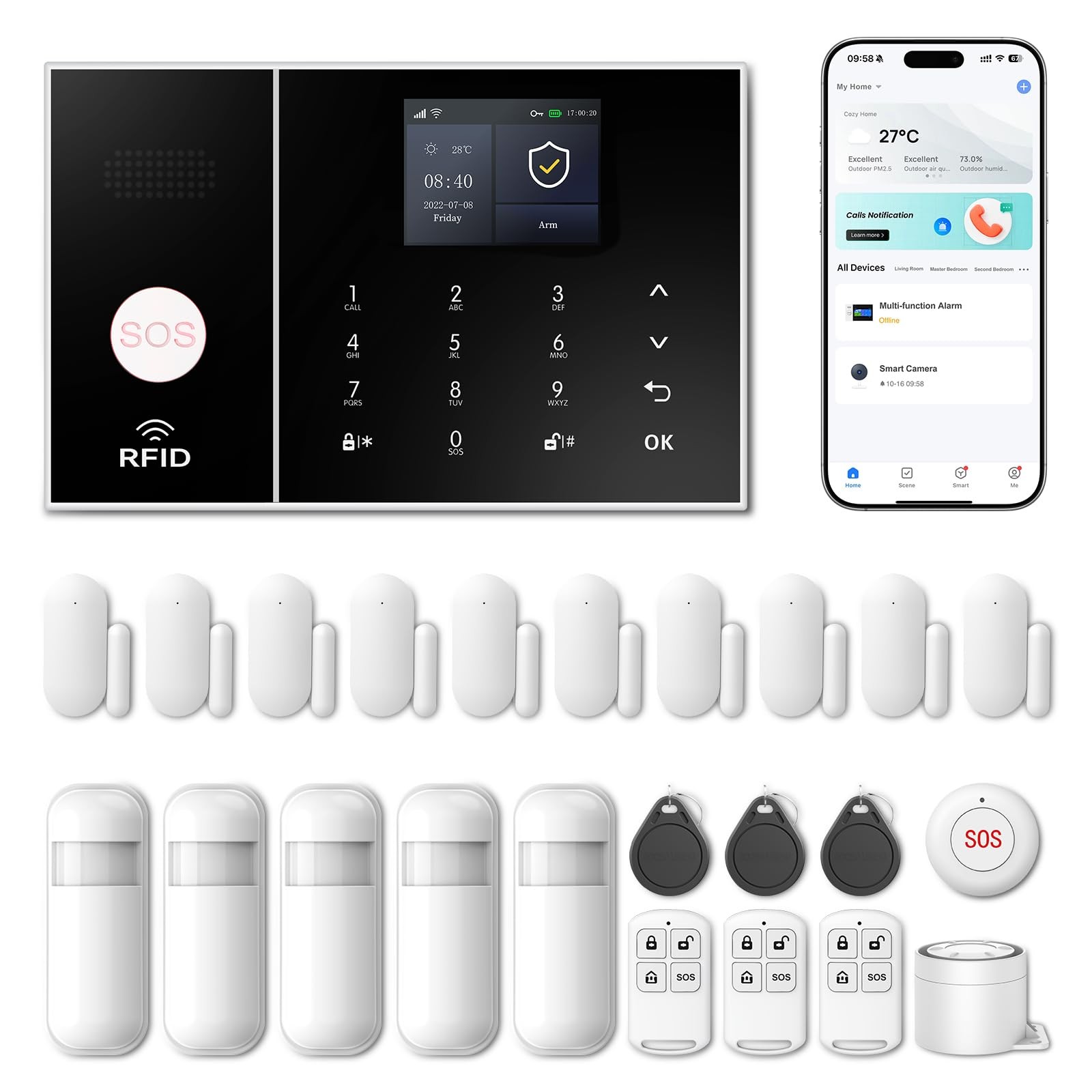 Wireless Alarm System for Home Security,24 Pcs Home Alarm System Wireless DIY Ki