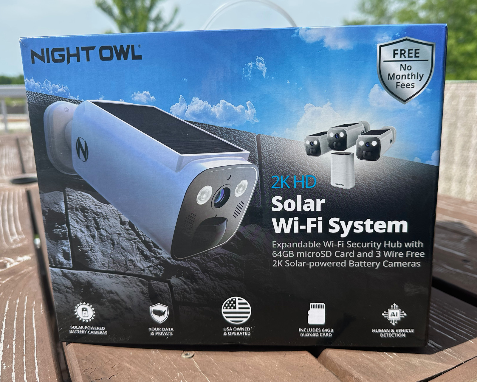 NIGHT OWL 8-Channel 2K 64GB Hub Recorder Security System w/3-Battery Solar Power