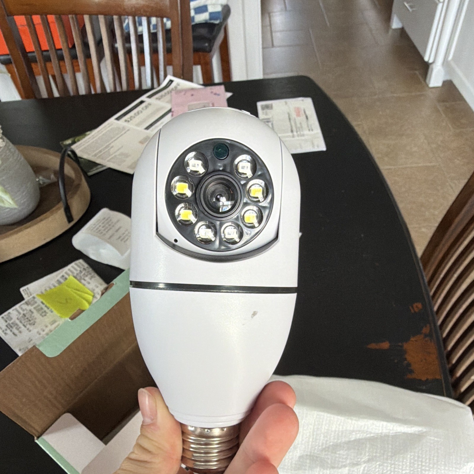 WiFi Panorama IP Bulb Camera, Indoor Hardwired White, 1 Camera