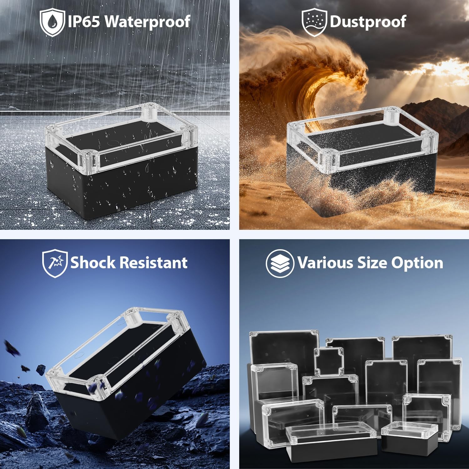 LeMotech Project Box ABS Plastic IP65 Waterproof 3.9″x 2.6″x 1.9″, 1 pack