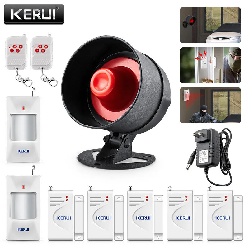 433MHz Wireless Siren Burglar Alarm System 110dB Home Security Door Sensor Kit