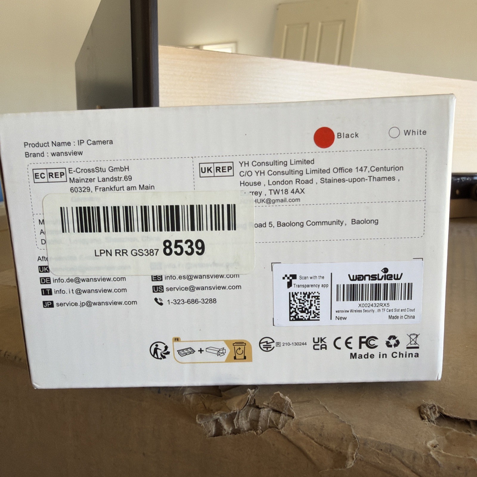 Wansview Q5 2K Indoor Security Camera Black Pan Tilt Night Vision
