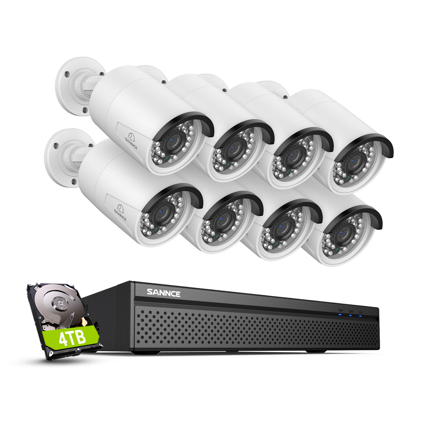 SANNCE 8MP 8CH NVR 4K POE Security IP Camera System Two Way Audio Recording CCTV