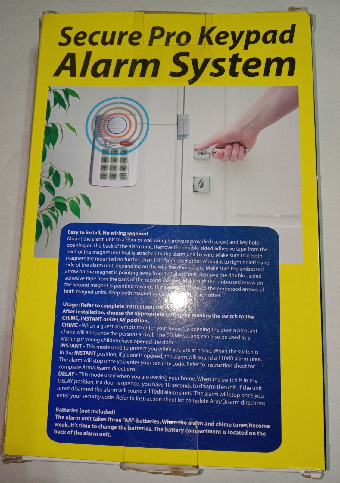 Secure Pro Keypad Alarm System Wireless 110db Alarm System With 3 Settings