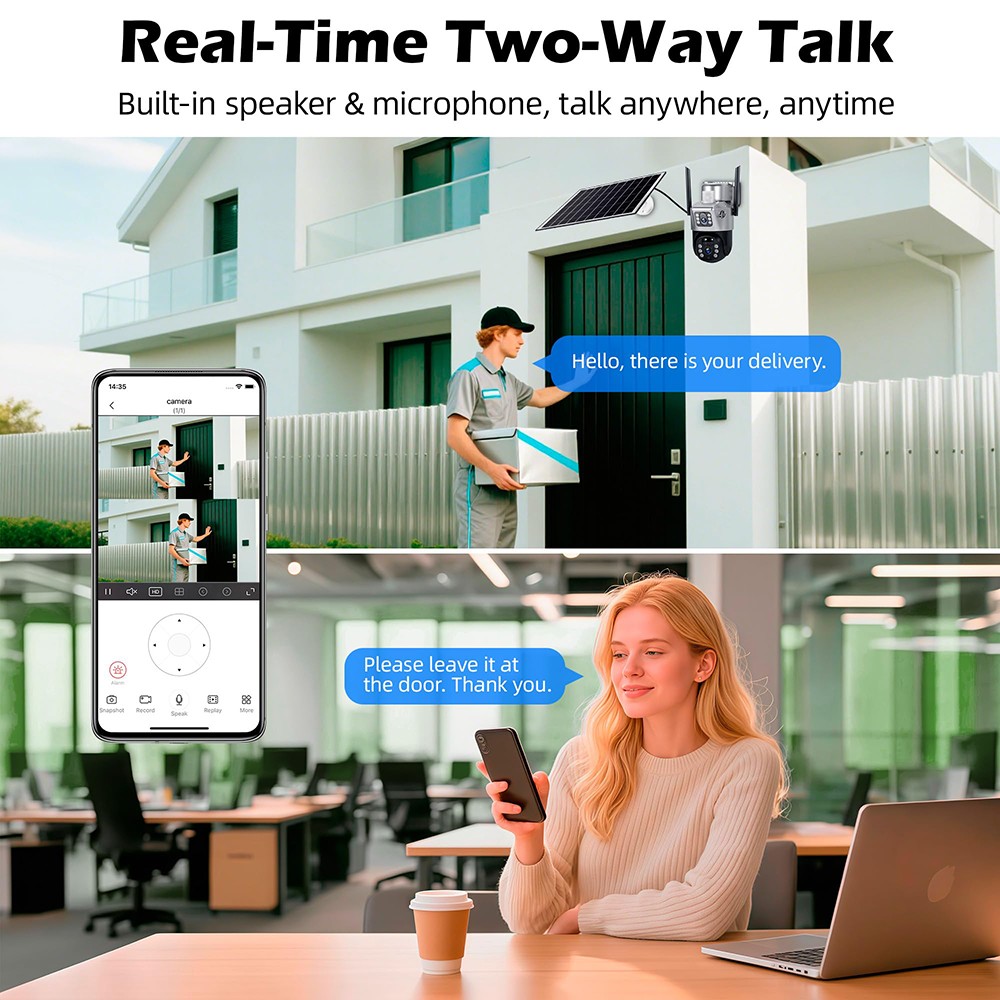 4MP Dual Lens Wireless Solar Security Camera 2 Pack Outdoor Surveillance 64GB SD