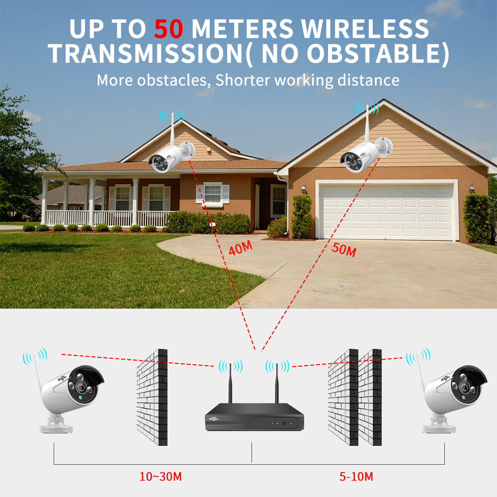 2K 8CH NVR Outdoor Wireless Security Camera System WIFI IP With 3TB HDD AHD