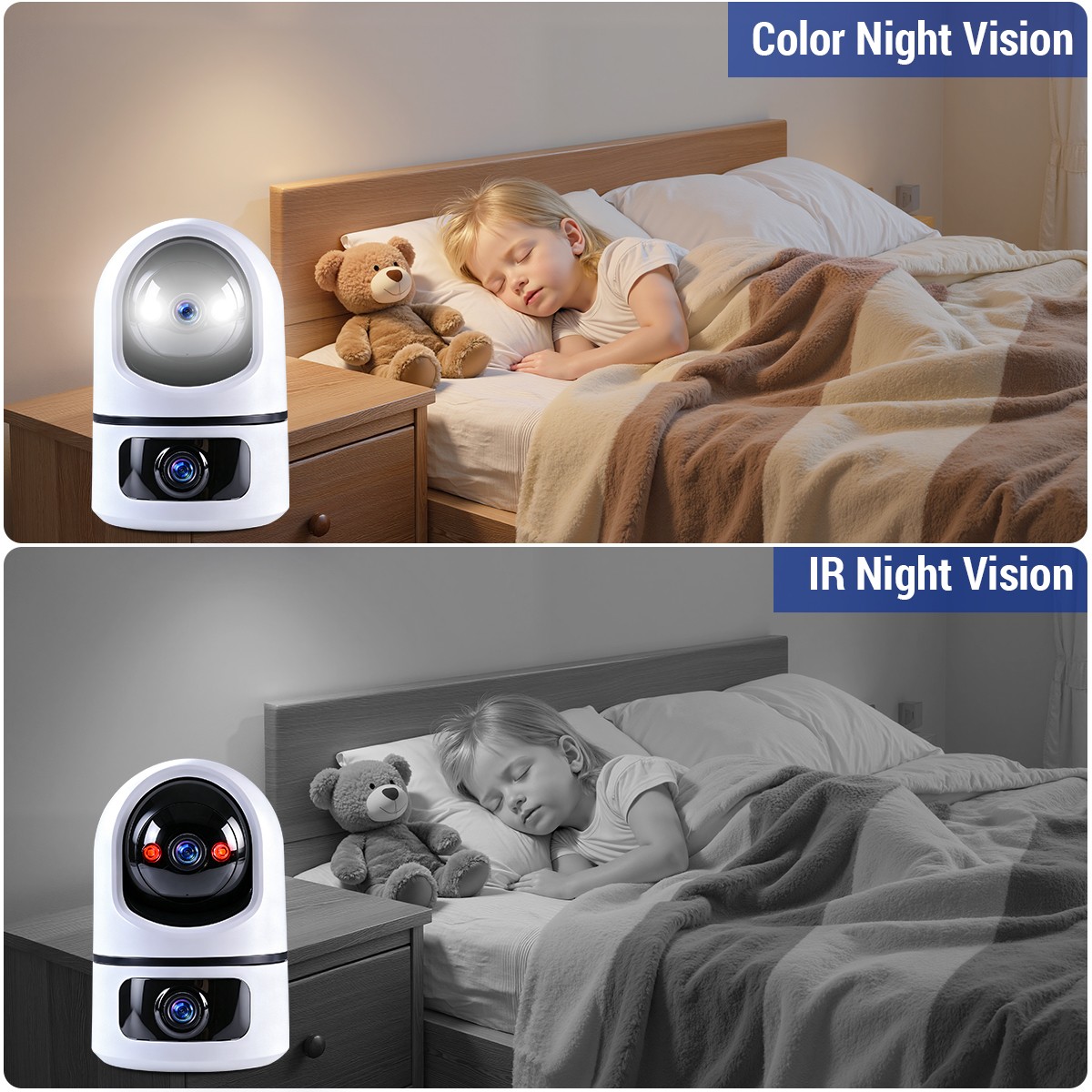 2K Audio Security IP Camera Dual Lens Indoor AI Human Detect Color Night Vision