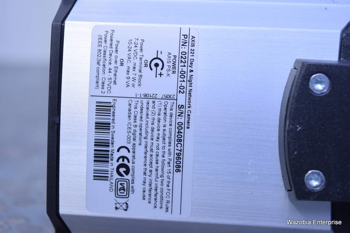 2 AXIS 221 NETWORK CAMERA 0221-001-02 WITH PENTAX 3-8 MM CS 1:1.0 D/N TS3VS10ED