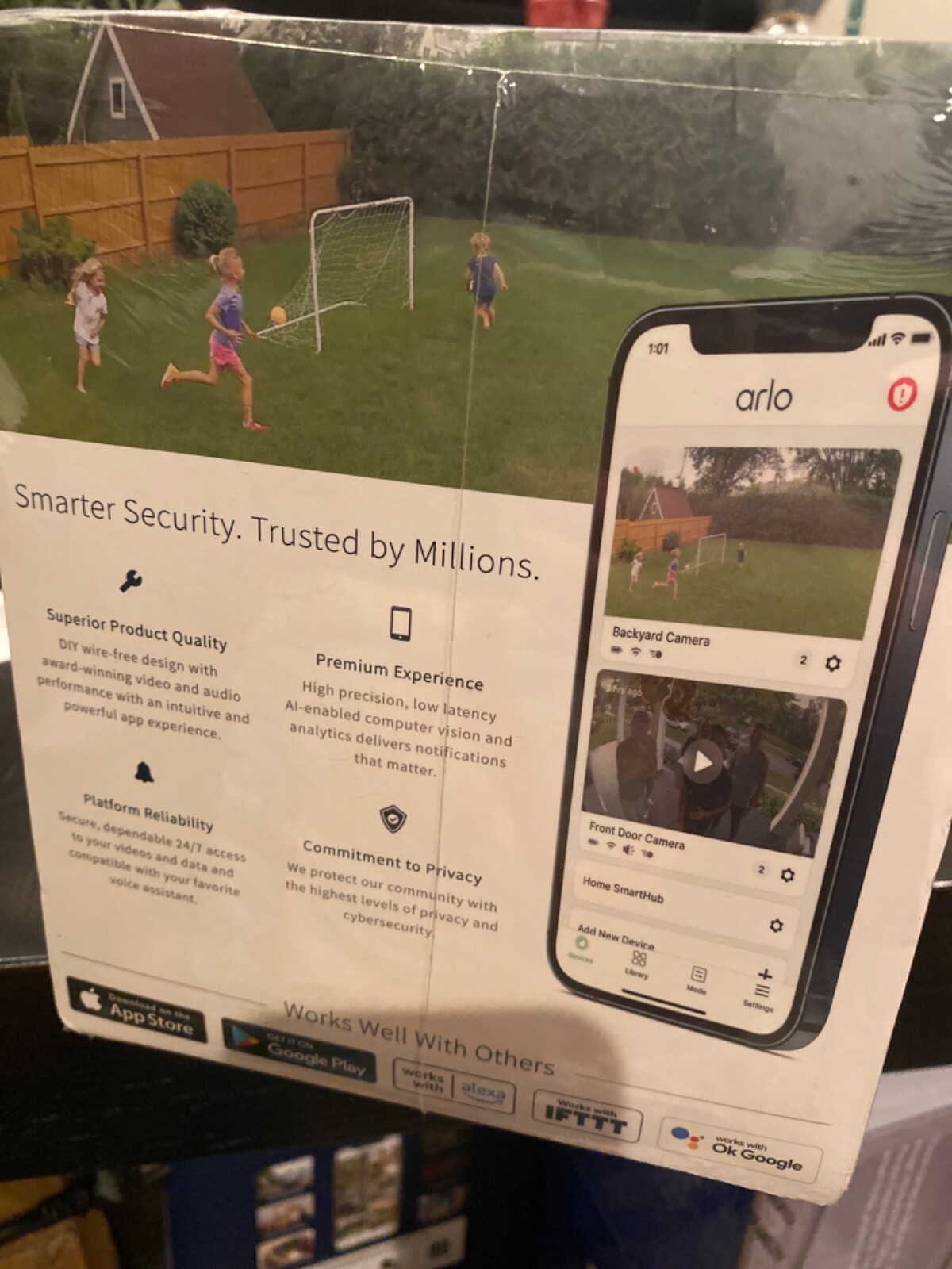 New Arlo Essential Wireless Spotlight Security Cameras + Solar Panel 4 Pack