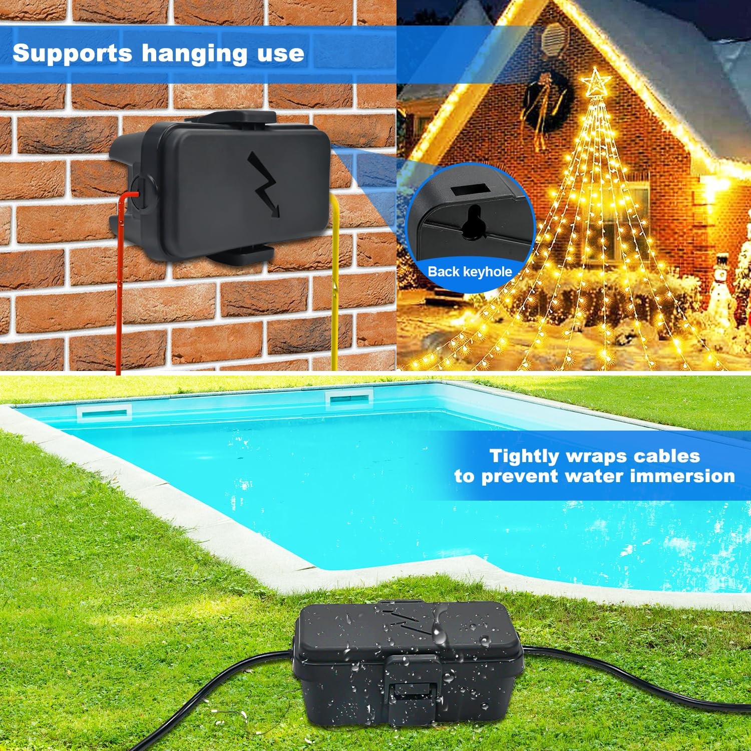 Hrensaw Small Weatherproof Electrical Connection Box(Inner 5.5 x Small, Black
