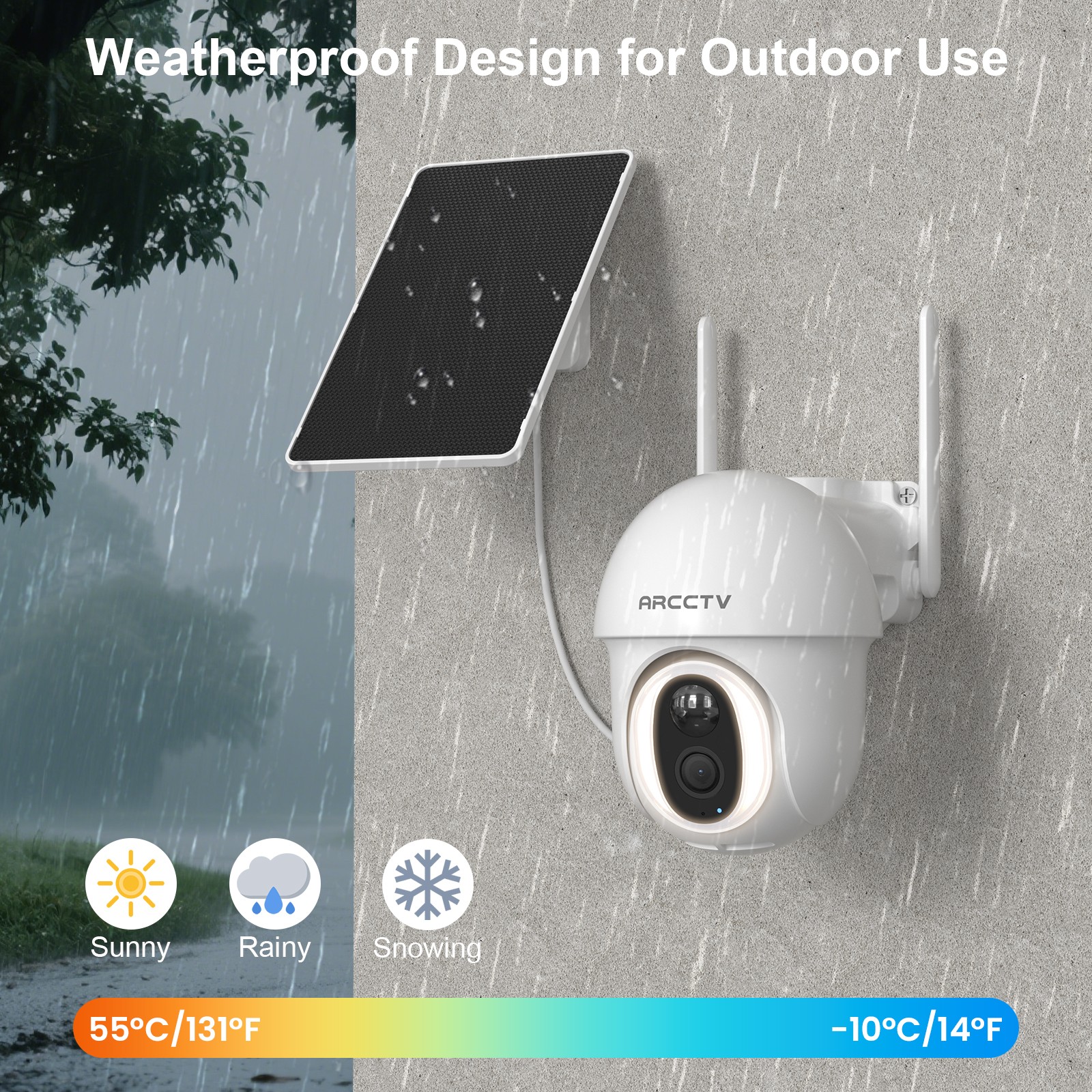 ARCCTV 4G LTE Outdoor Solar Security Camera 360° PTZ Wireless 2Way Audio 2PACK
