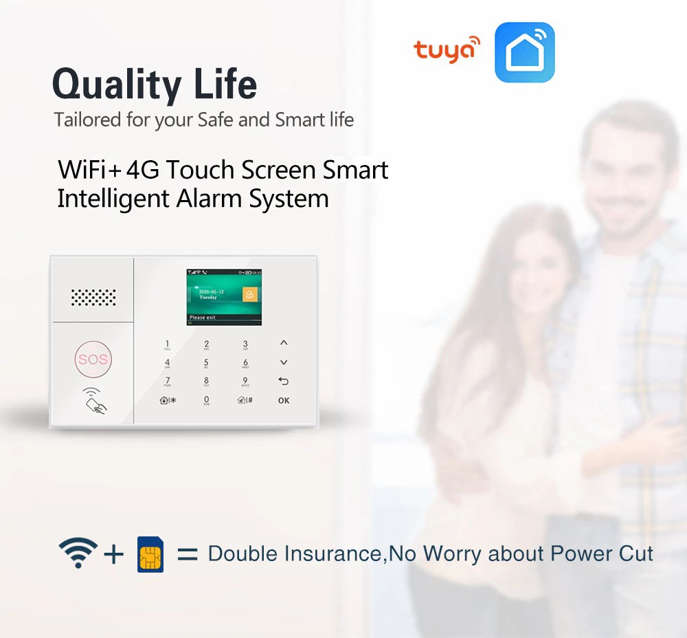 V10 4G/3G/GSM+WiFi IP Tuya APP Wireless Home Security Alarm Burglar Alert System