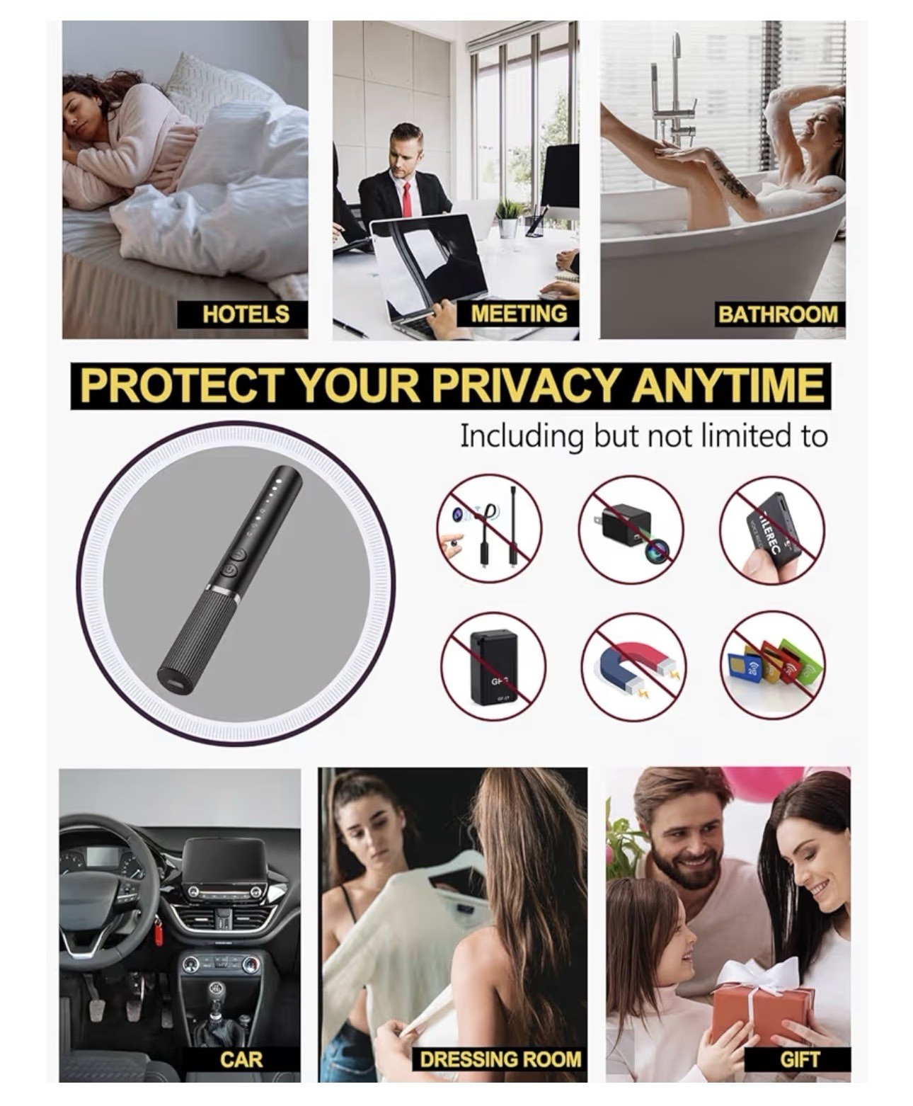 Anti-Spy RF Signal Detector for Hidden Cameras & Bug Sweeper