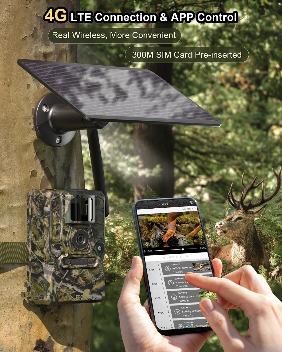 GMOX 4G LTE Cellular Solar Security Camera 360° Live View 2.5K Outdoor Wireless