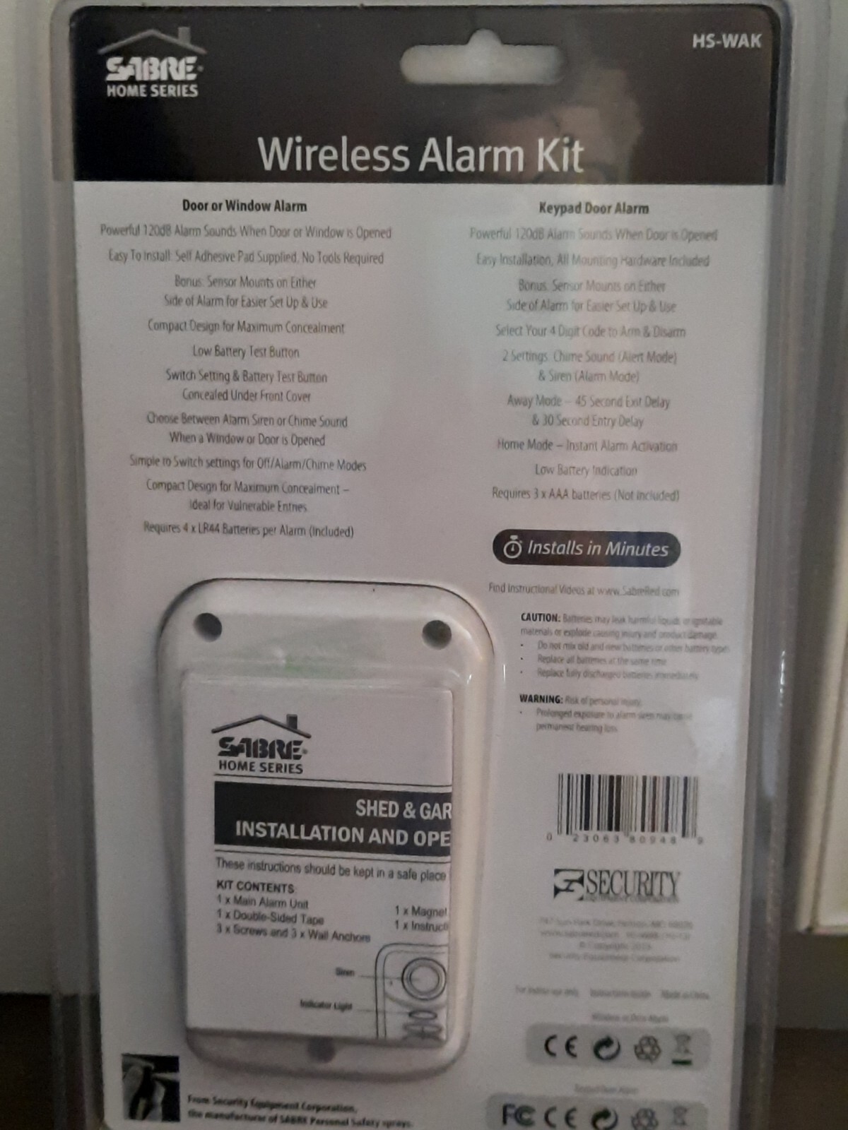 Sabre Wireless Door Window Stand-alone Alarm Kit HS-WAK NEW White