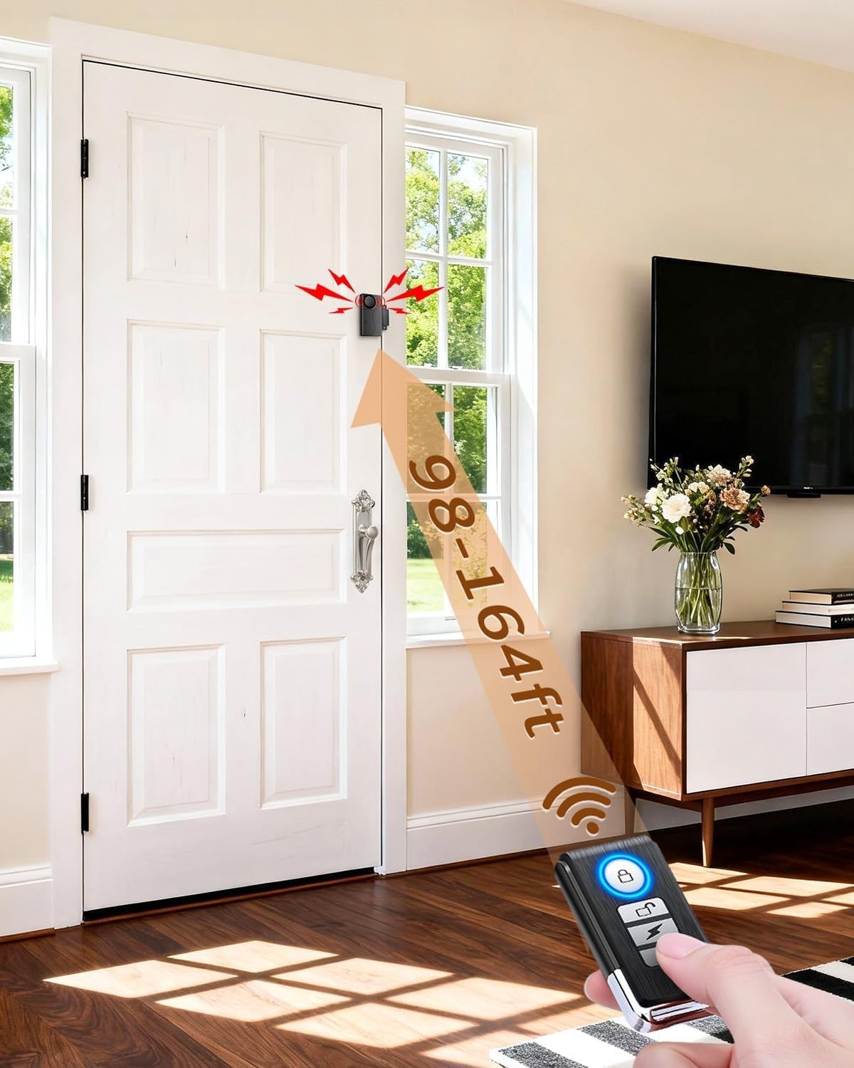 110dB Door Alarm with Remote, Wireless Anti-Theft When Opened, Door Bells Chi…