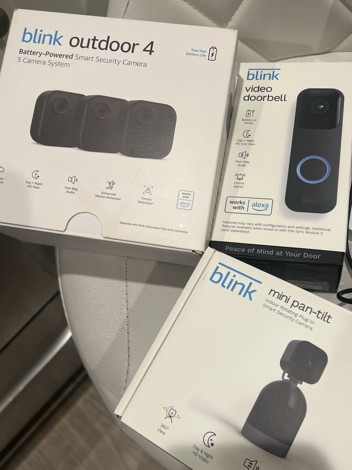Blink Outdoor 4 3-Cam System + Video Doorbell, Wi‑Fi Alexa, 2-Way Audio