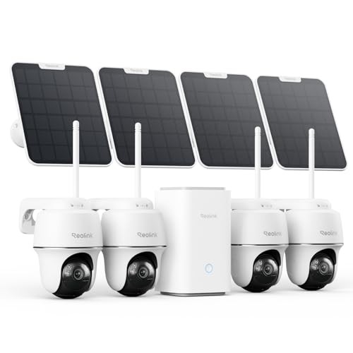 4K Solar Security Camera Outdoor, Encrypted Local Storage Camera 4-Cam Kit