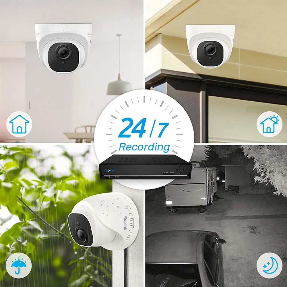 Reolink 5MP PoE Security Camera System 8CH 2TB HDD NVR 24/7 Video Recording