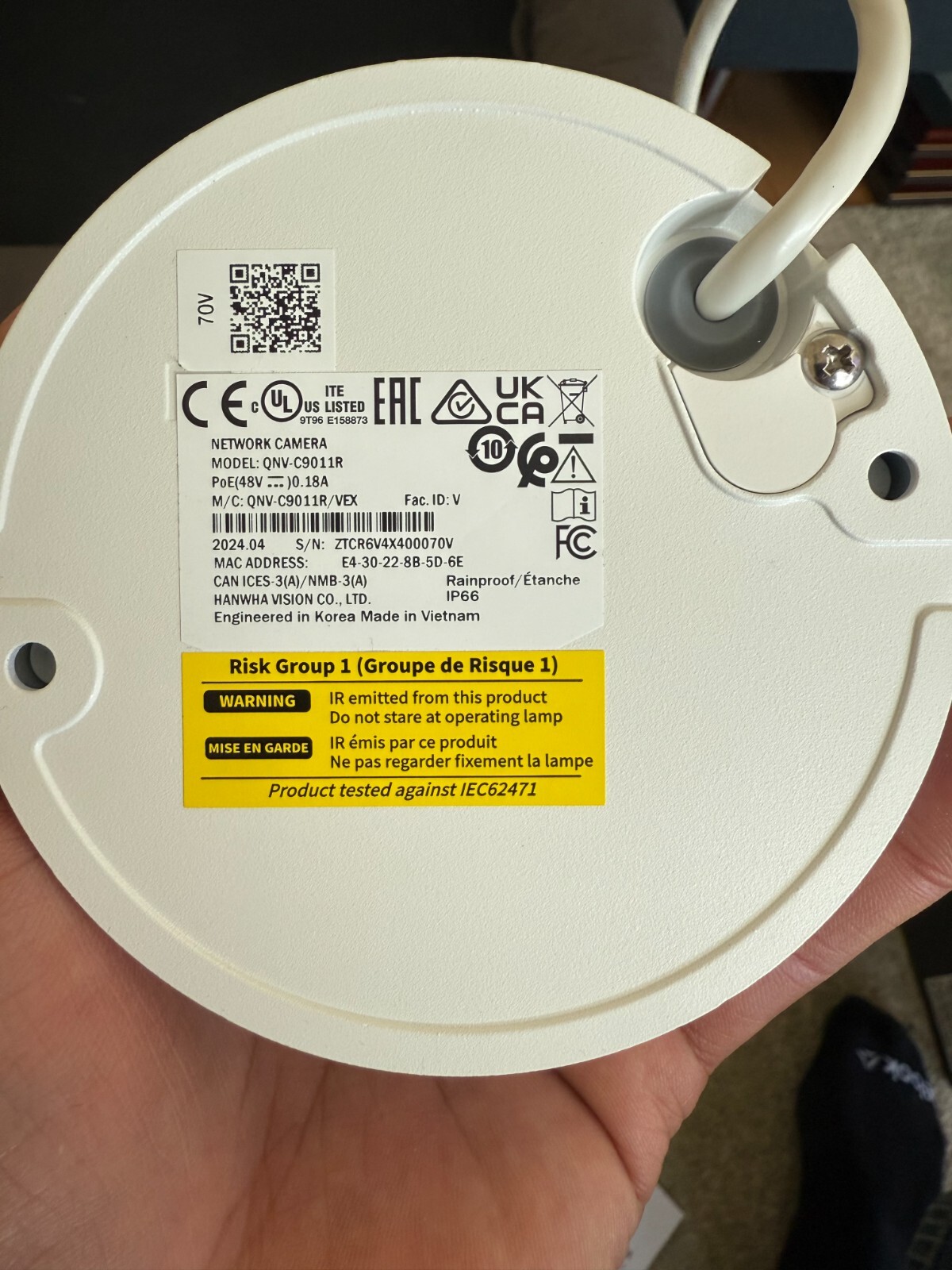 Hanwha Techwin QNV-C9011R 8MP IR Vandal Dome Camera