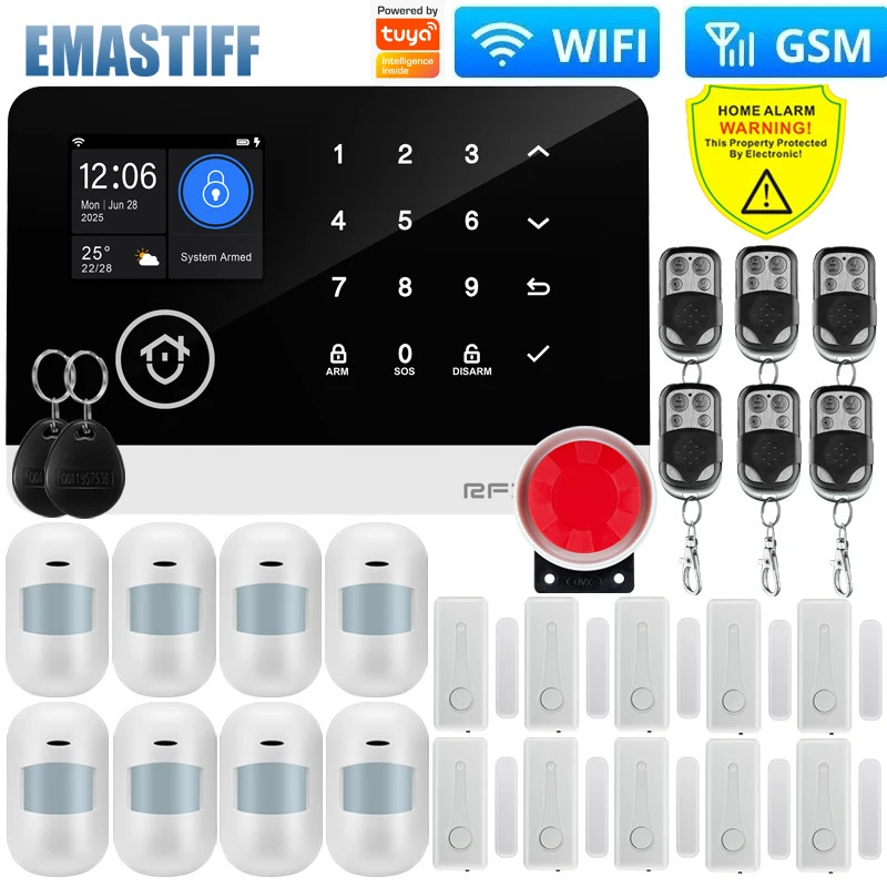Tuya WiFi GSM Home Security Alarm System Wireless House Burglar PIR Motion Siren