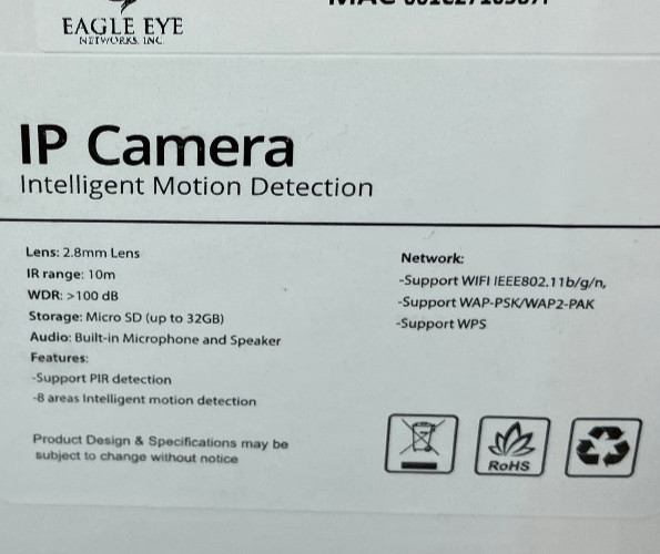 LOT of 2 EAGLE EYE DIGITAL IP CAMERA EN-CDUC-001A LENS: 2.8mm NEW Open Box