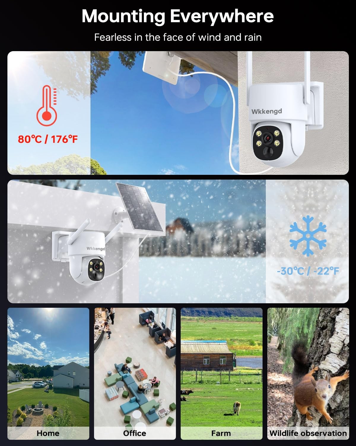 Wireless System Outdoor, Aurora Lux Color Night Vison 4 Cam-Kit Solar Powered…