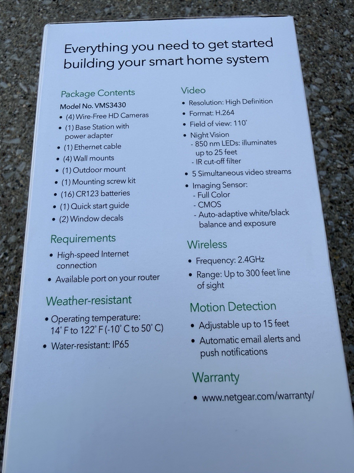 Netgear Arlo 4 wire-free HD Security Cameras VMS3430-100NAS (New, Open Box)