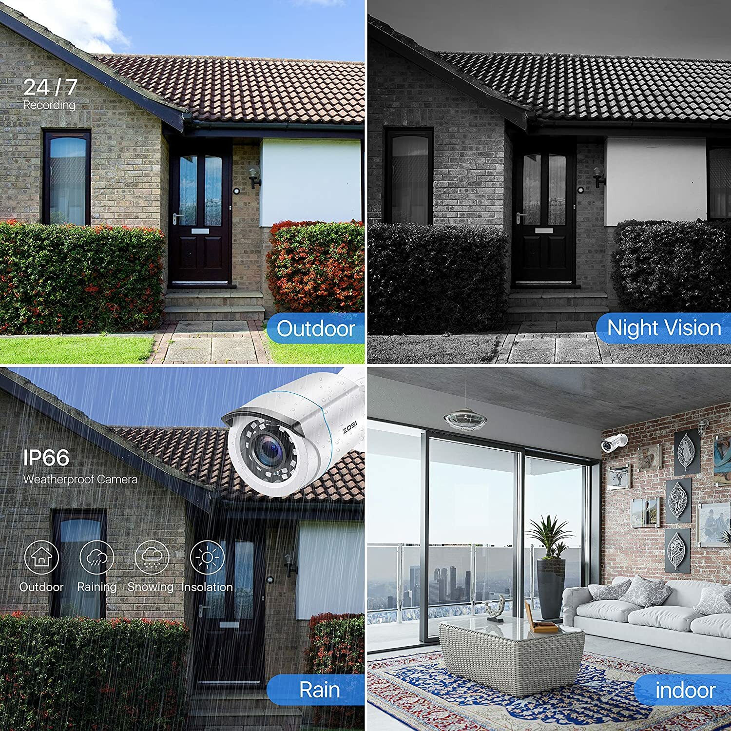 ZOSI H.265+ 8CH 5MP Lite DVR 1080P Camera Home Security Outdoor CCTV System