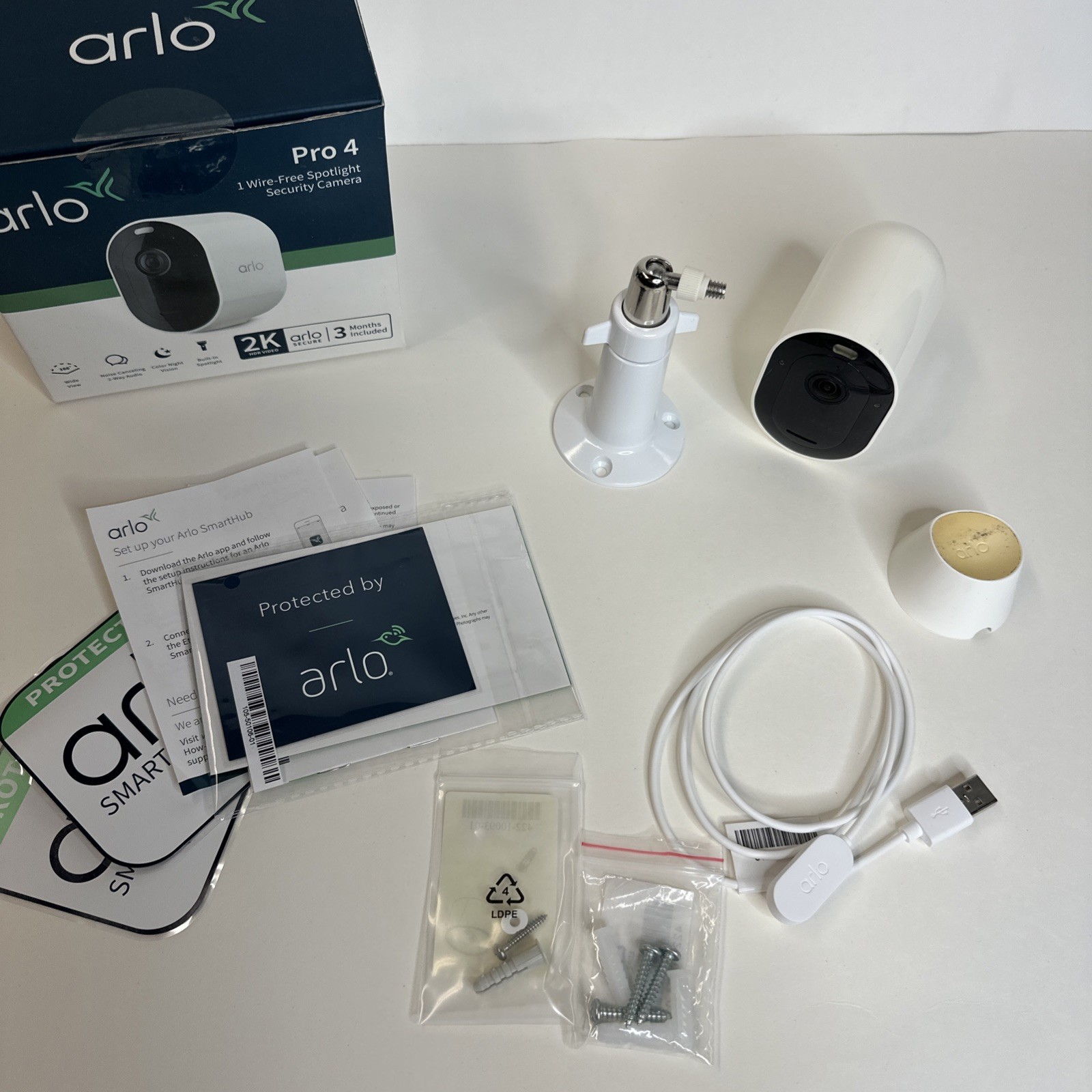 Arlo Pro 4 VMC4050P Camera with Wide Angle View Motion Color Night Vision