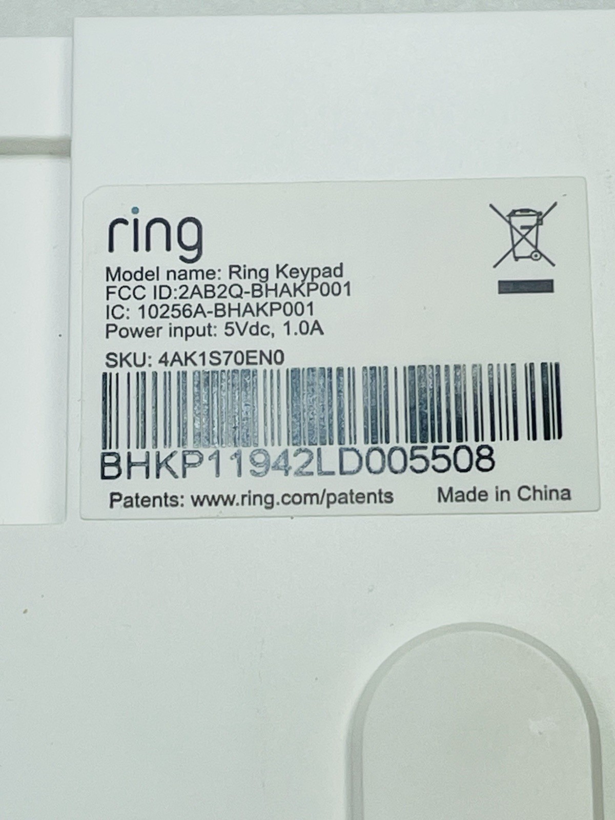 RING Z WAVE PLUS 4HB1U90EN0 Alarm System Base Station w/ Power Supply & Keypad