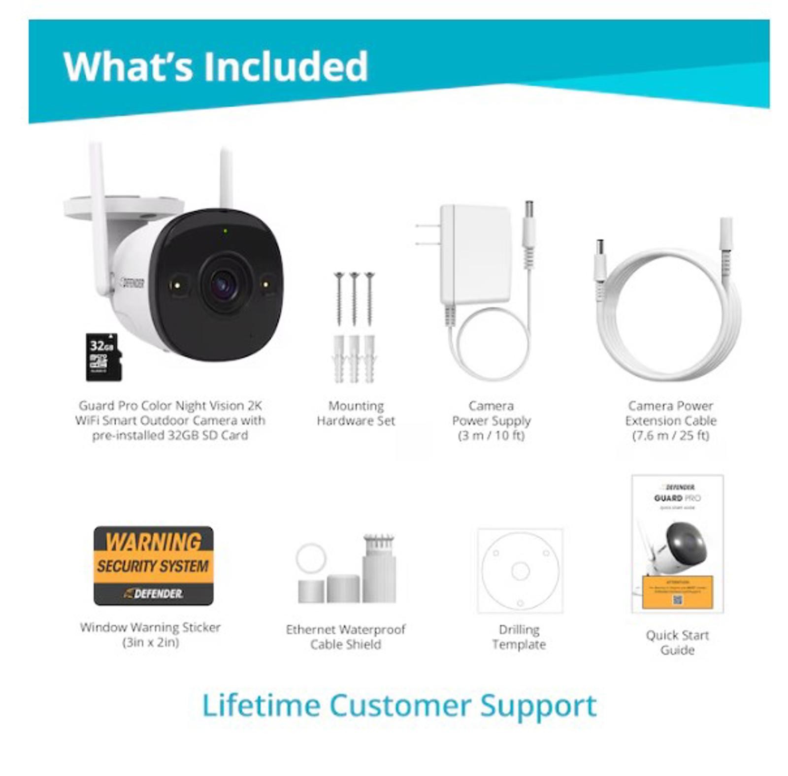 Defender Guard Pro 2K Resolution Guard Pro Indoor/Outdoor Camera