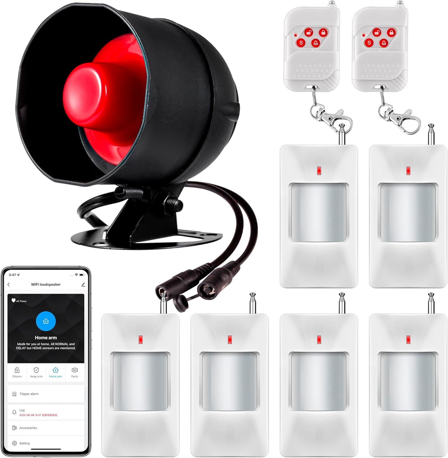 Wifi Alarm System for Home Security, 120Db Wireless Alarm Security System with F