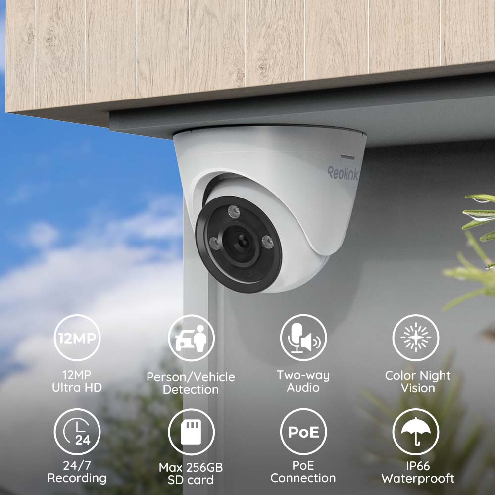Reolink 1224A 12MP PoE Security System NVR 12CH 2TB HDD Color Smart Detection