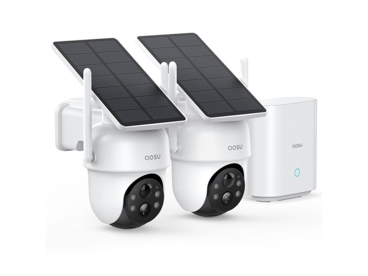 Aosu SolarCam D1 Classic 2K Outdoor PTZ Wi-Fi Turret Night Vision 2-Camera Kit w