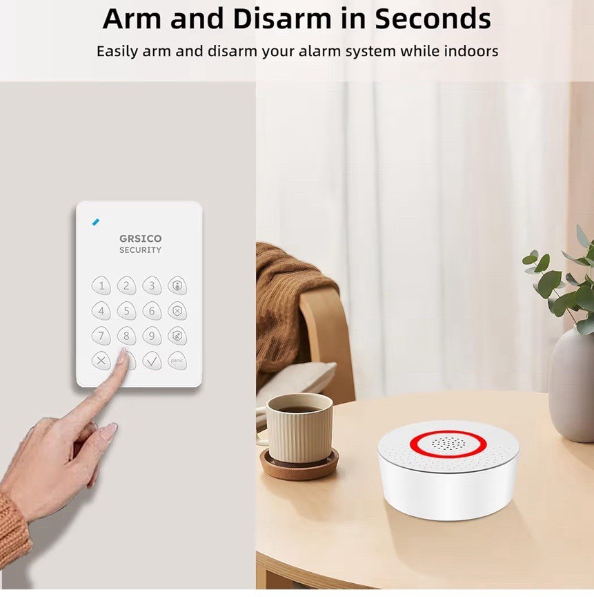 Wireless Alarm System 9 Piece Kit, WiFi Alarm System for Home Security With App