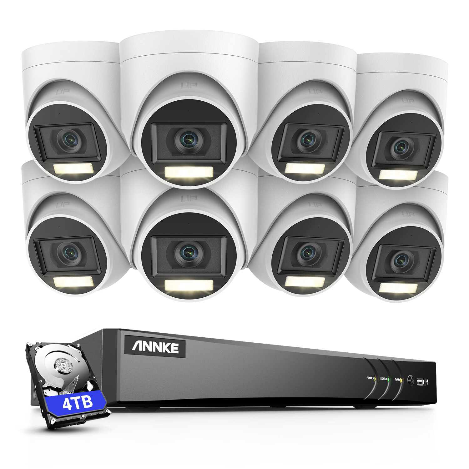 ANNKE 8CH 4K DVR 5MP AI Security Camera System Color Night Audio Recording IP67