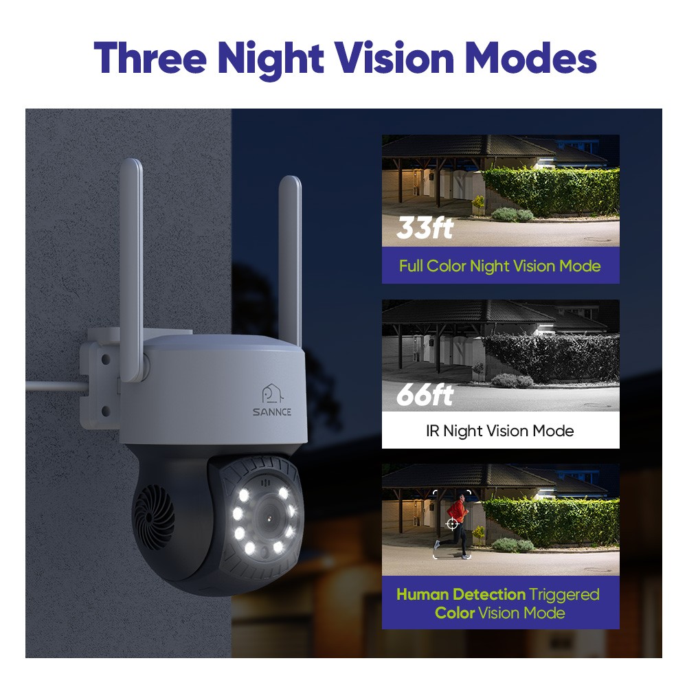 SANNCE 16CH 3MP Color Night PT Wireless Security Camera System 2 Way Audio WIFI