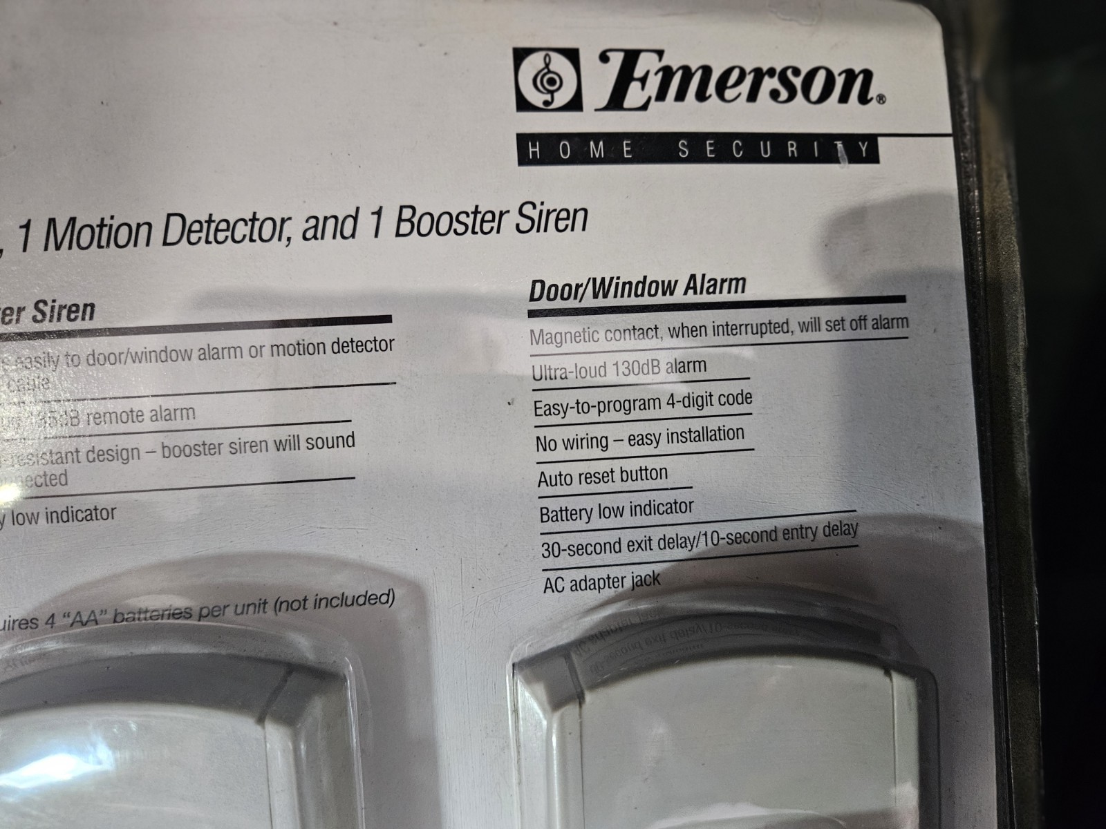 Emerson Home Security System SMA0415P 2 Alarms, Motion Detector and Siren NEW