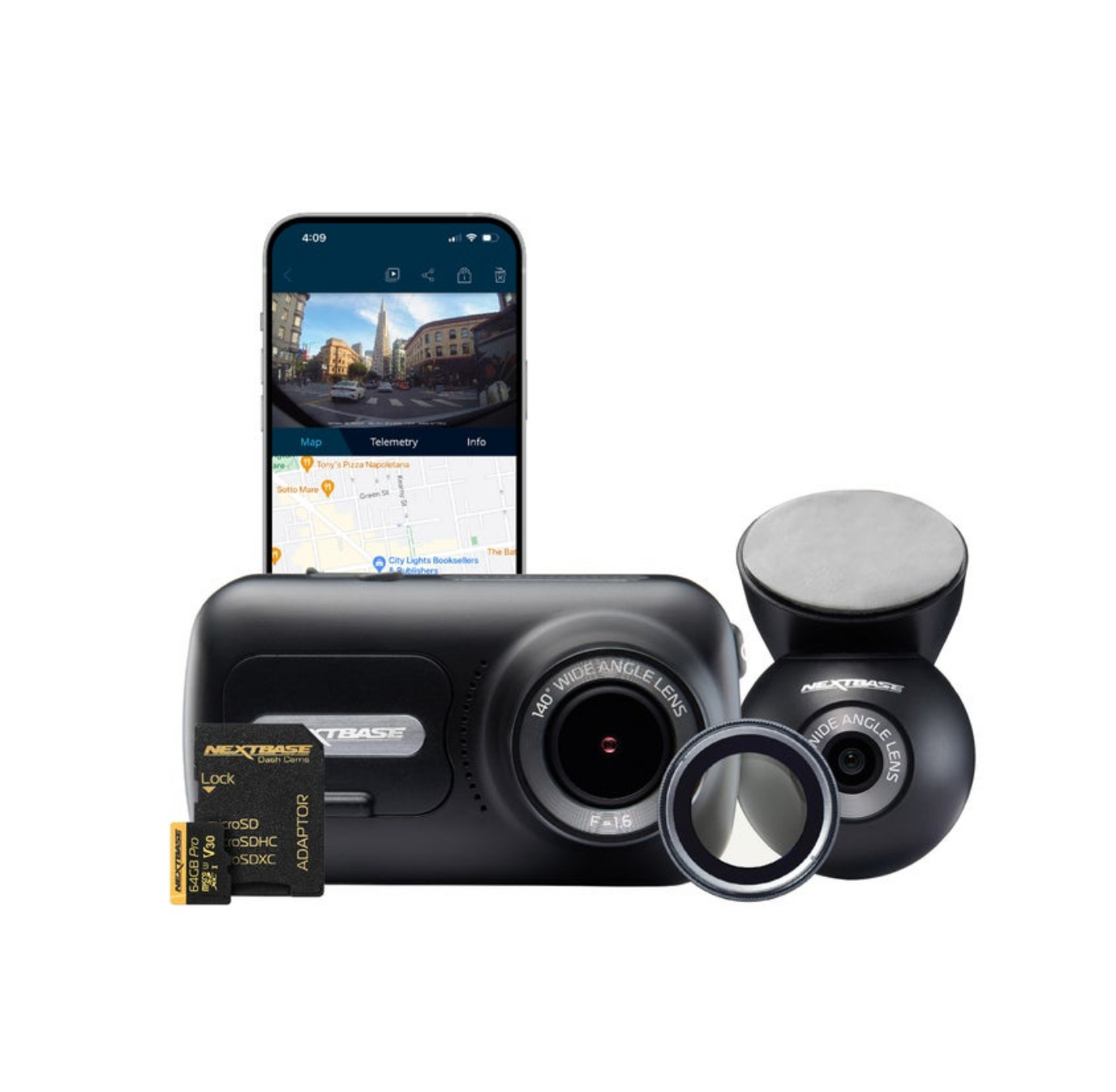 Nextbase 322GW Dash Cam Bundle – 1080p Front & Rear, SOS
