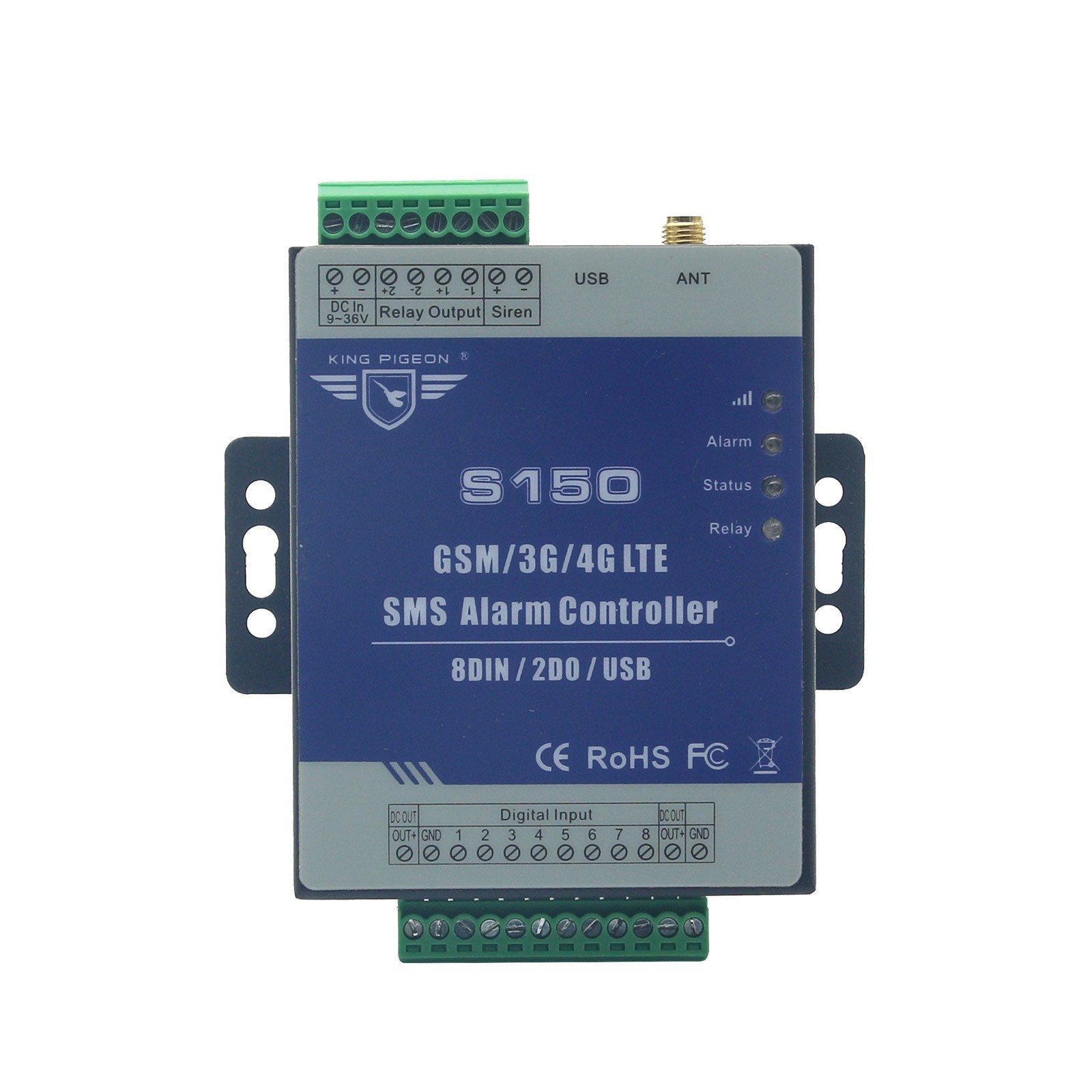 S150 4G GSM SMS 8 Way Remote Controller Alarm Relay Switch 4 Inpout 2 Output New