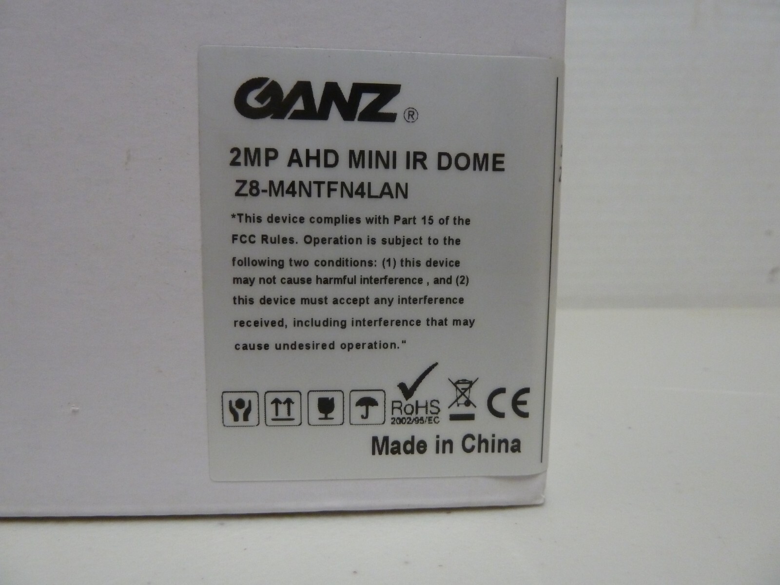 Ganz Z8-M4NTFN4LAN 2MP Mini IR Dome Camera