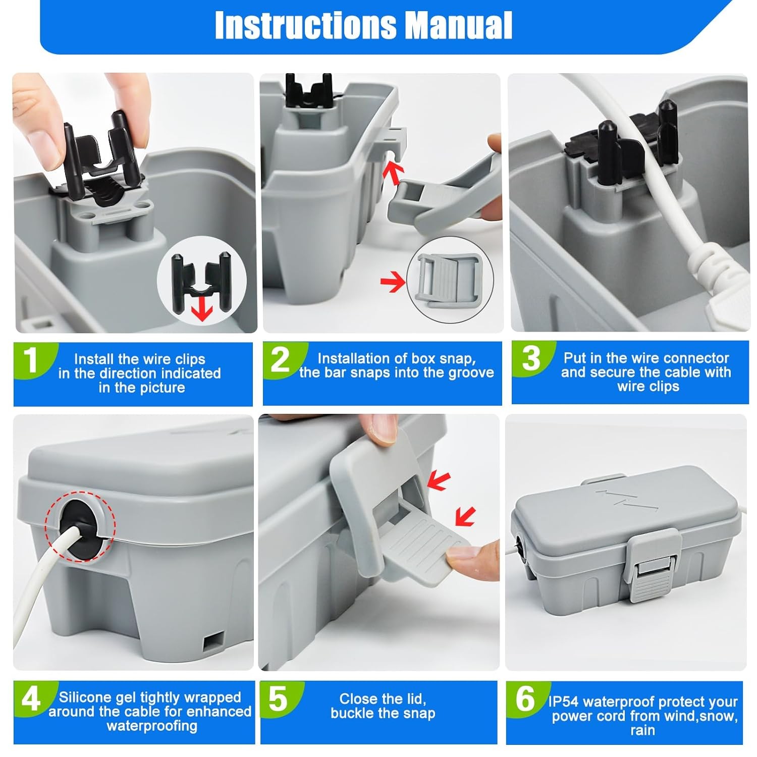 Hrensaw Small Weatherproof Electrical Connection Box(Inner 5.5 x Small, Grey