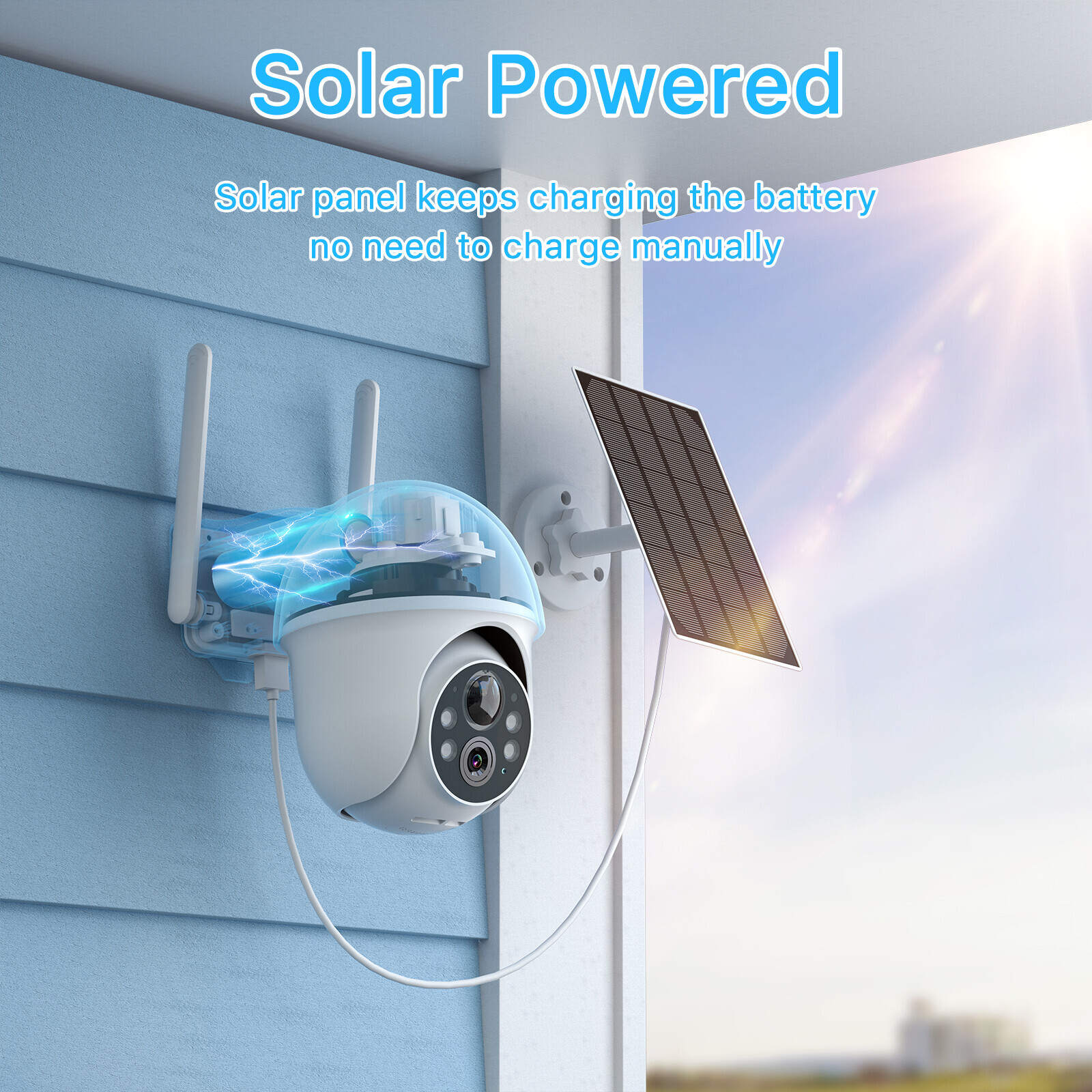 ANRAN Outdoor Solar Security Camera 3MP Wireless Wifi 360°PTZ Night Vision 2Pack