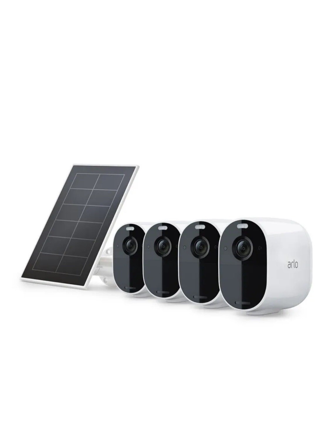 Arlo Essential Wireless Spotlight Security Cameras One Solar Panel 4 Cameras NEW