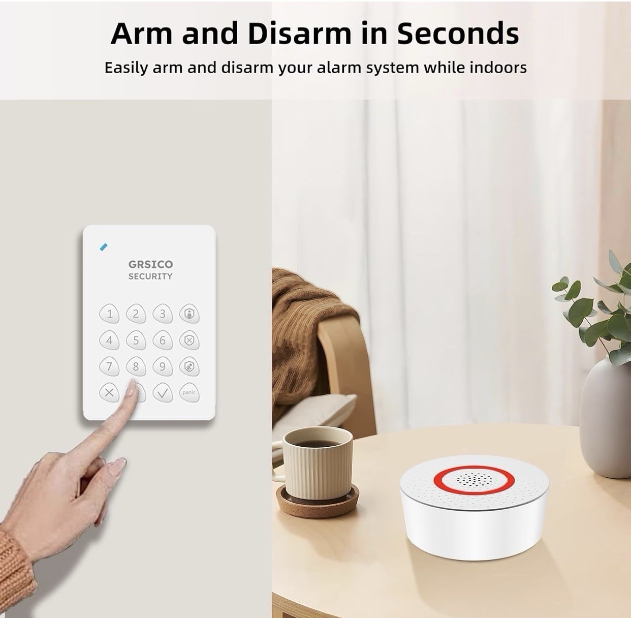 Wireless Alarm System 9 Piece Kit, WiFi Alarm System for Home Security With App