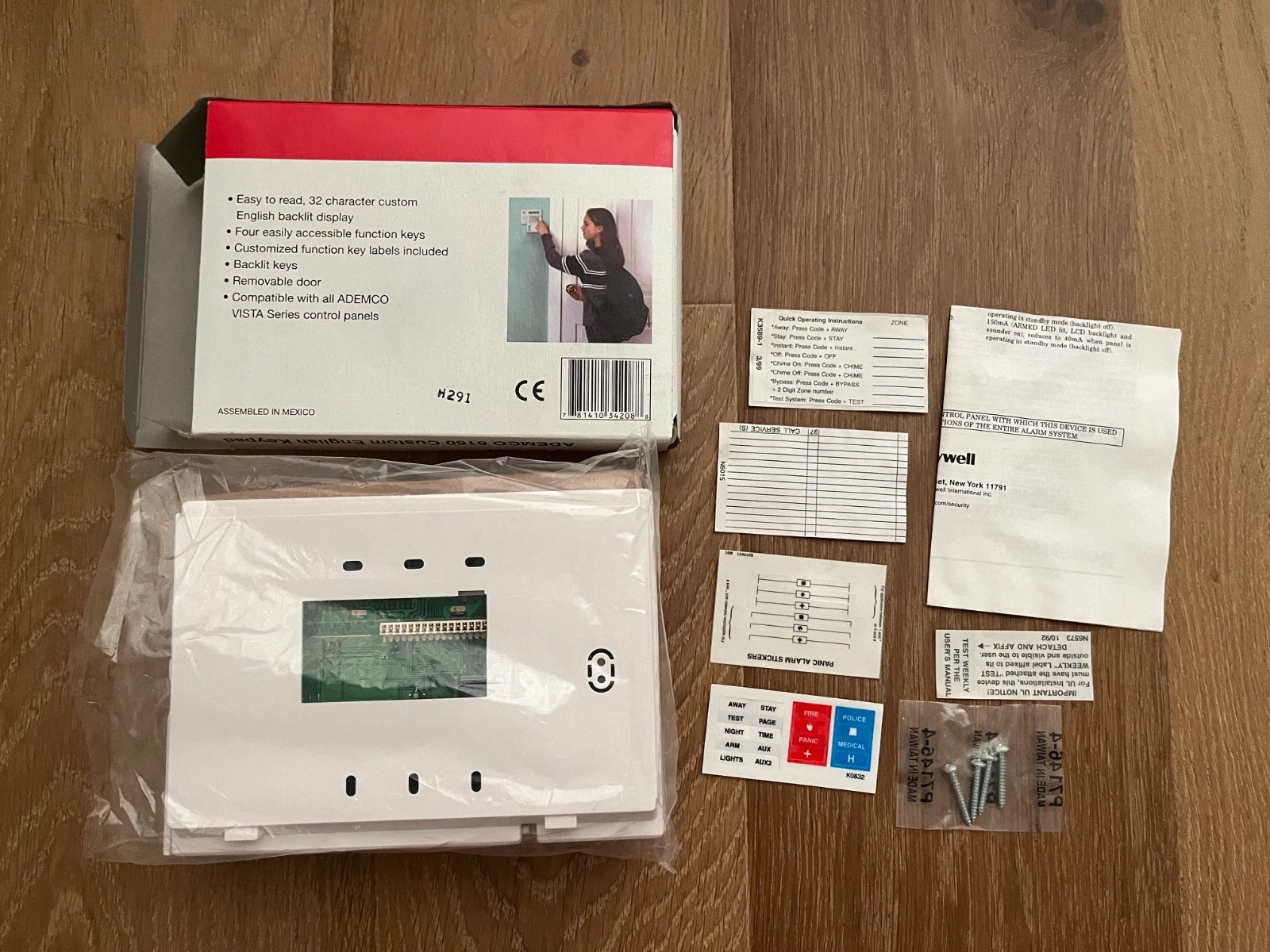 NEW! Honeywell ADEMCO 6160 Custom English Keypad Operating/Programming