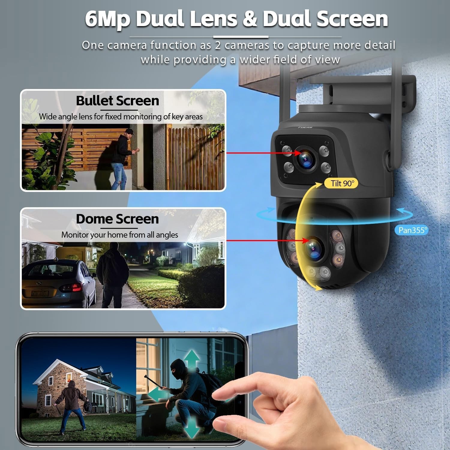 Security Camera System Outdoor Wireless Audio Wifi Home CCTV 6MP 8CH NVR 500GB