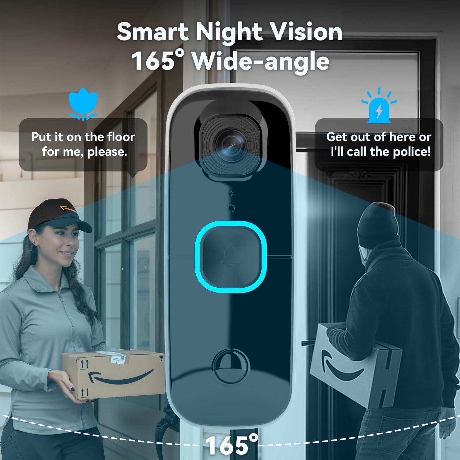 Swann Buddy4K UHD Wireless Video Doorbell & Chime Ultra-Wide 165° View Smart